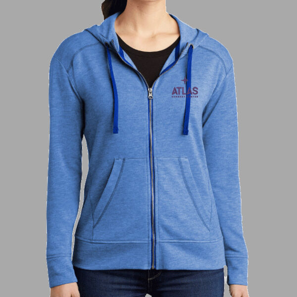 Atlas - Ladies PosiCharge ® Tri Blend Wicking Fleece Full Zip Hooded Jacket Thumbnail